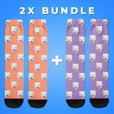 Custom Pet Art Socks - 2X Bundle - Custom pet art of your dog or cat by pop-your-pup