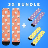 Custom Pet Art Socks - 3X Bundle - Custom pet art of your dog or cat by pop-your-pup