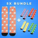 Custom Pet Art Socks - 5X Bundle - Custom pet art of your dog or cat by pop-your-pup
