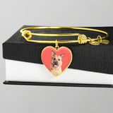 Custom Pet Art - Heart Bangle Bracelet - Arfsikfew