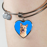 Custom Pet Art - Heart Bangle Bracelet - Arfsikfew