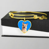 Custom Pet Art - Heart Bangle Bracelet - Arfsikfew