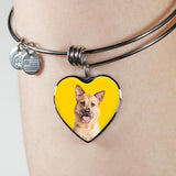Custom Pet Art - Heart Bangle Bracelet - Arfsikfew