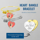 Custom Pet Art - Heart Bangle Bracelet - Arfsikfew