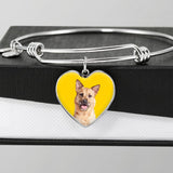 Custom Pet Art - Heart Bangle Bracelet - Arfsikfew