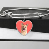 Custom Pet Art - Heart Bangle Bracelet - Arfsikfew