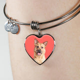 Custom Pet Art - Heart Bangle Bracelet - Arfsikfew