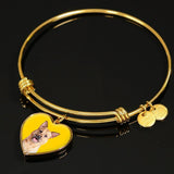 Custom Pet Art - Heart Bangle Bracelet - Arfsikfew