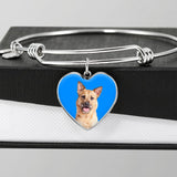 Custom Pet Art - Heart Bangle Bracelet - Arfsikfew