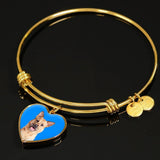 Custom Pet Art - Heart Bangle Bracelet - Arfsikfew