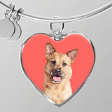 Custom Pet Art - Heart Bangle Bracelet - Arfsikfew